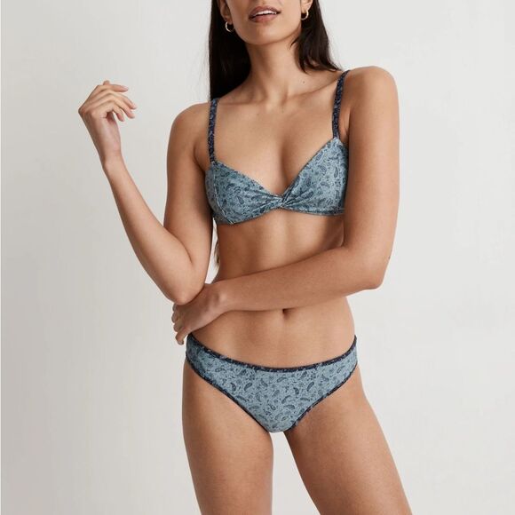 Madewell Twist Front Bikini Set in Scratchpad Paisley - Picture 1 of 7